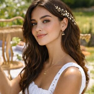 Estella Bartlett Gold Cherry Charm Hoop Earrings Post Back , New with Tags